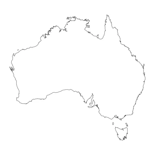 Arkaplanda Izole Edilmiş Sınırları Olan Son Derece Ayrıntılı Avustralya Haritası — Stok Vektör