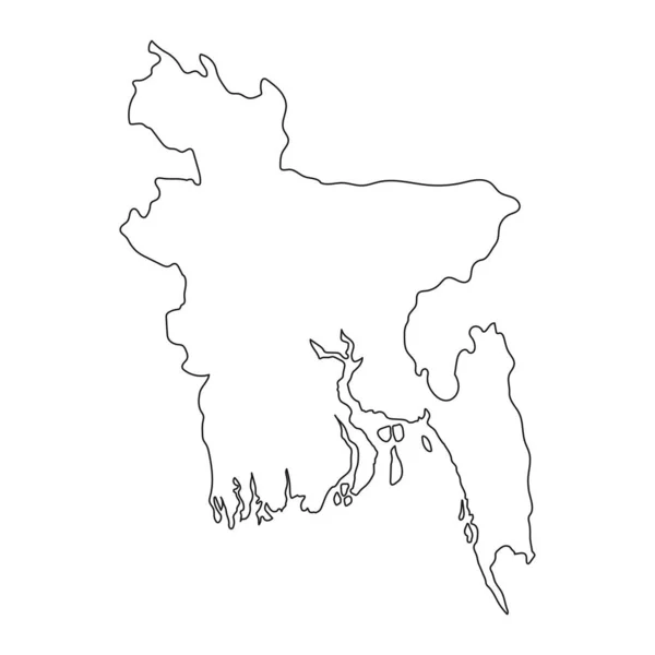 背景に境界線が孤立した非常に詳細なバングラデシュ地図 — ストックベクタ