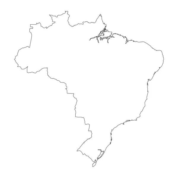 背景に孤立した境界線を持つ非常に詳細なブラジル地図 — ストックベクタ