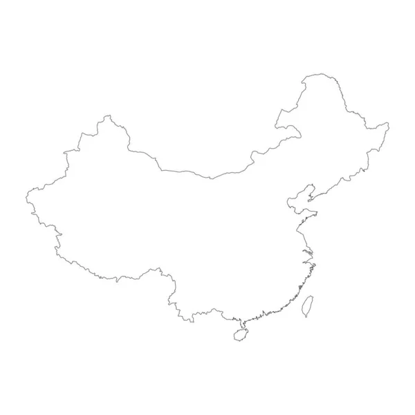 Высокодетальная Карта Китая Изолированными Границами Заднем Плане — стоковый вектор