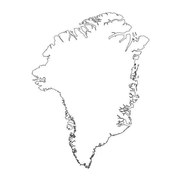 背景に孤立した境界線を持つ非常に詳細なグリーンランド地図 — ストックベクタ
