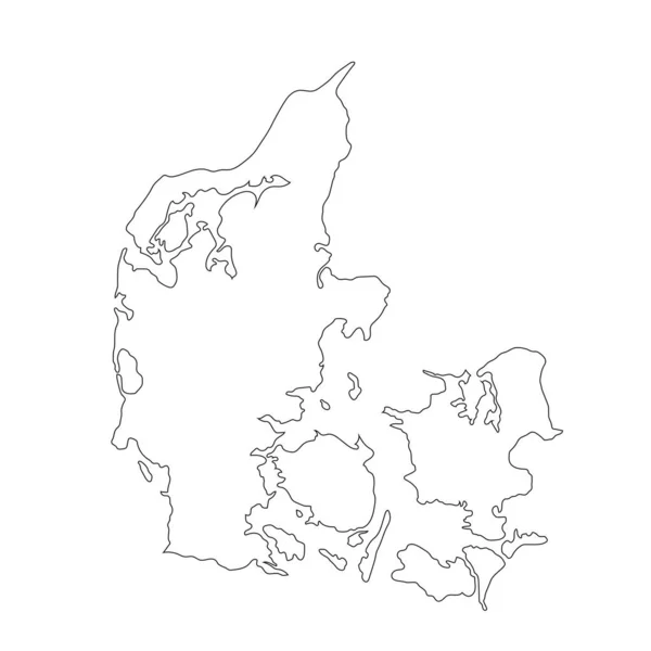 背景に孤立した境界線とデンマーク地図の非常に詳細な王国 — ストックベクタ