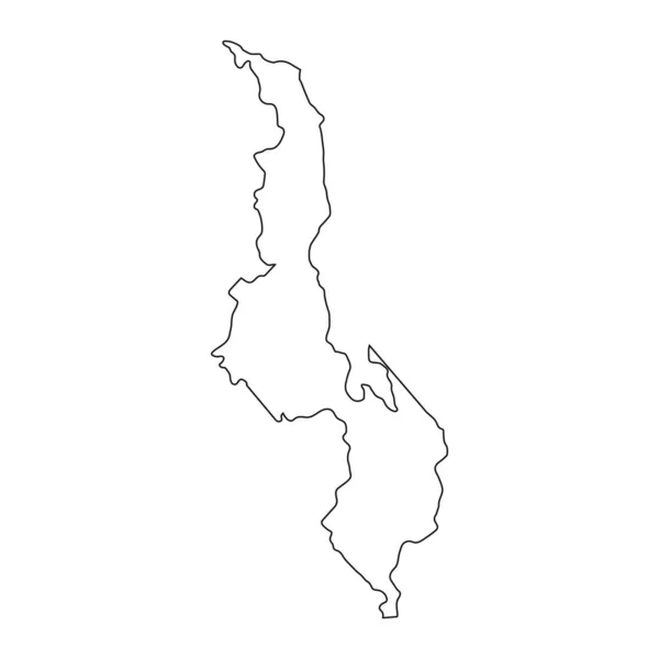 背景に境界線が孤立している非常に詳細なマラウィ地図 — ストックベクタ