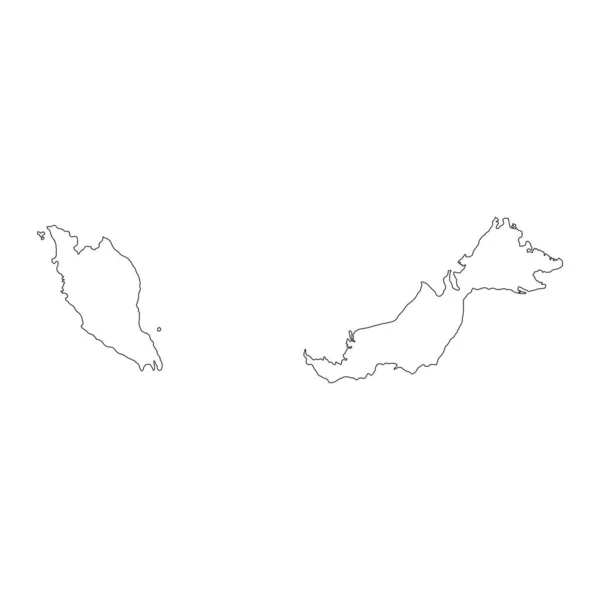 Подробная Карта Малайзии Изолированными Границами Заднем Плане — стоковый вектор