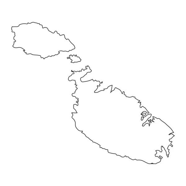 背景に孤立した境界線を持つ非常に詳細なマルタ地図 — ストックベクタ