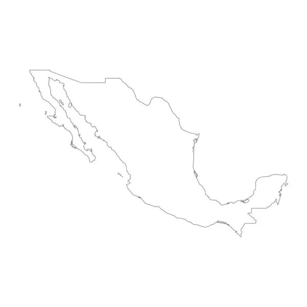 背景に孤立した境界線を持つ非常に詳細なメキシコ地図 — ストックベクタ
