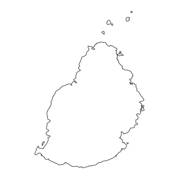 背景に孤立した境界線を持つ非常に詳細なモーリシャス地図 — ストックベクタ