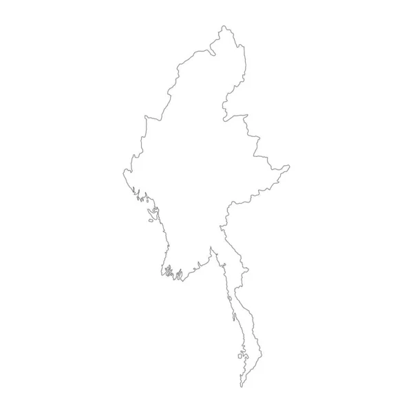 Εξαιρετικά Λεπτομερής Χάρτης Της Μιανμάρ Σύνορα Απομονωμένα Στο Παρασκήνιο — Διανυσματικό Αρχείο