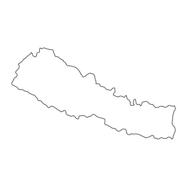 背景に孤立した境界線を持つ非常に詳細なネパール地図 — ストックベクタ