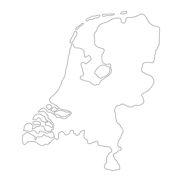 Bardzo Szczegółowa Mapa Holandii Odizolowanymi Granicami Tle — Wektor stockowy