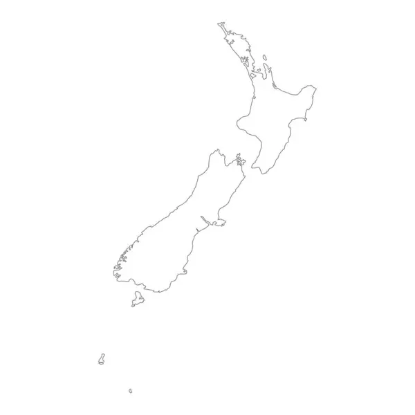 Mapa Nueva Zelanda Altamente Detallado Con Bordes Aislados Fondo — Vector de stock