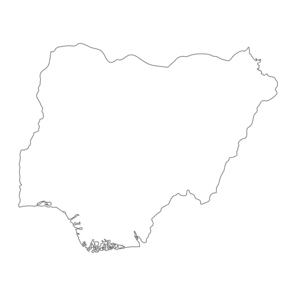 背景に孤立した境界線を持つ非常に詳細なナイジェリア地図 — ストックベクタ