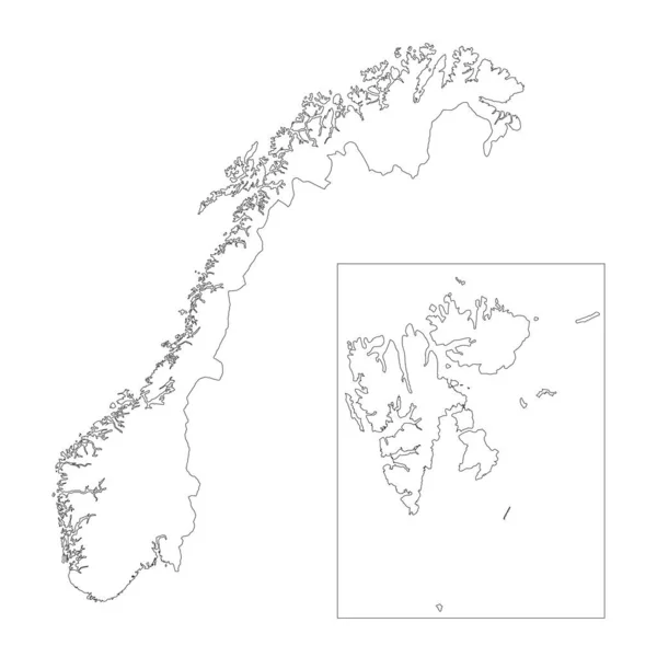 Высокодетальная Карта Норвегии Изолированными Границами Заднем Плане — стоковый вектор