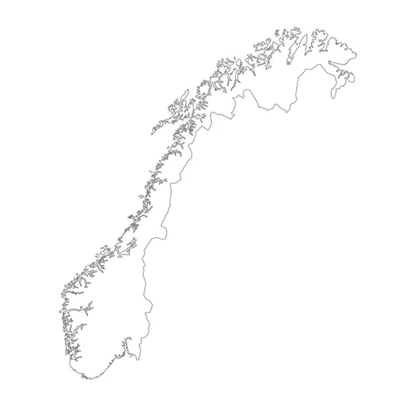 Mapa Noruega Altamente Detalhado Com Fronteiras Isoladas Segundo Plano — Vetor de Stock