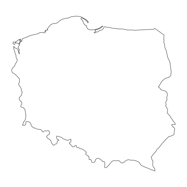 国境を背景に孤立した非常に詳細なポーランド地図 — ストックベクタ
