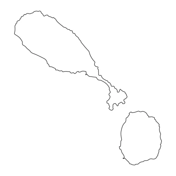 Mycket Detaljerad Saint Kitts Och Nevis Karta Med Gränser Isolerade — Stock vektor