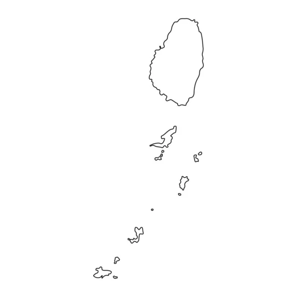 Mapa São Vicente Granadinas Altamente Detalhado Com Fronteiras Isoladas Segundo —  Vetores de Stock
