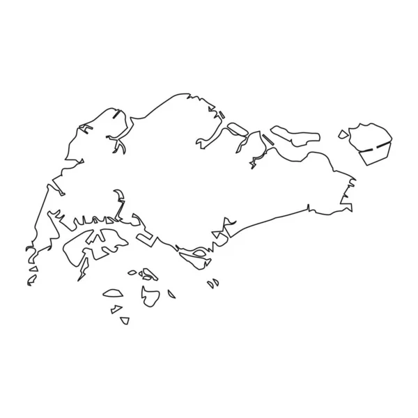 背景に孤立した境界線を持つ非常に詳細なシンガポール地図 — ストックベクタ