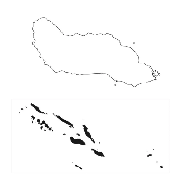Kepulauan Solomon Yang Sangat Rinci Dengan Peta Guadalcanal Dengan Batas - Stok Vektor