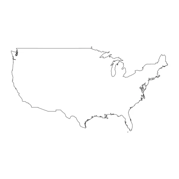 Rendkívül Részletes Amerikai Térkép Határok Elszigetelt Háttérrel — Stock Vector