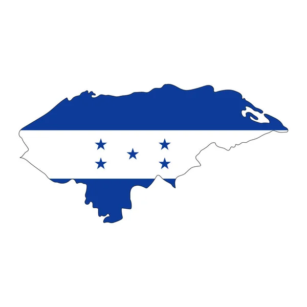 Honduras Mapa Silueta Con Bandera Aislada Sobre Fondo Blanco — Vector de stock