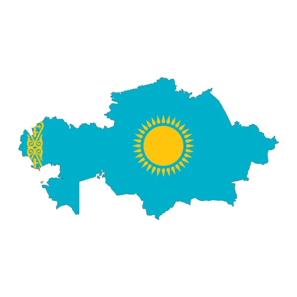 Kazachstan Mapa Sylwetka Flagą Izolowane Białym Tle — Wektor stockowy
