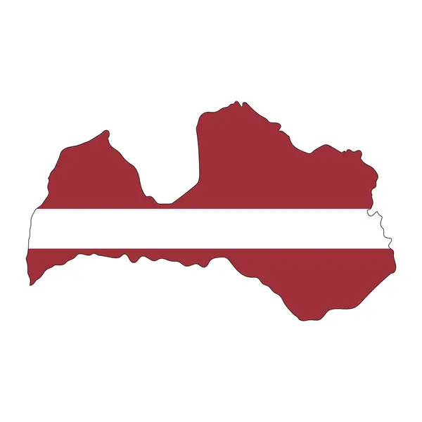 라트비아에서는 바탕에 깃발을 실루엣 지도를 그린다 — 스톡 벡터