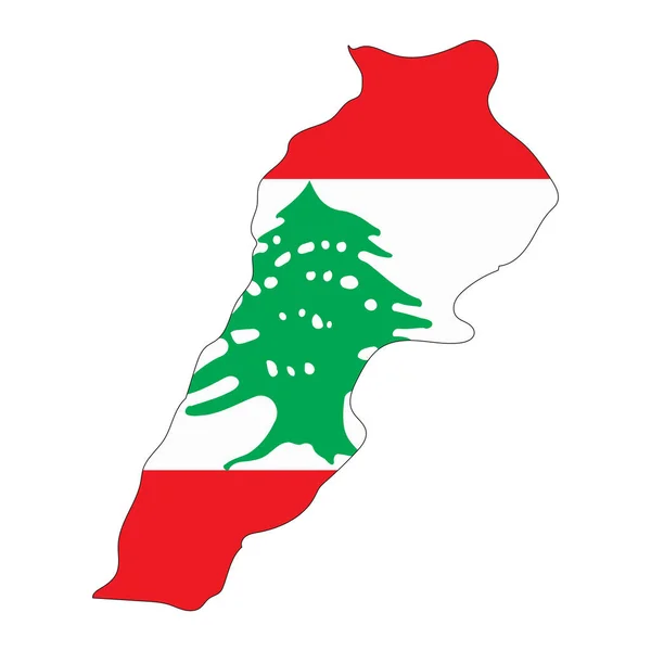 Libanon Karta Siluett Med Flagga Isolerad Vit Bakgrund — Stock vektor