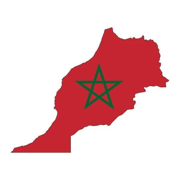 Marokko Landkarte Silhouette Mit Flagge Isoliert Auf Weißem Hintergrund — Stockvektor