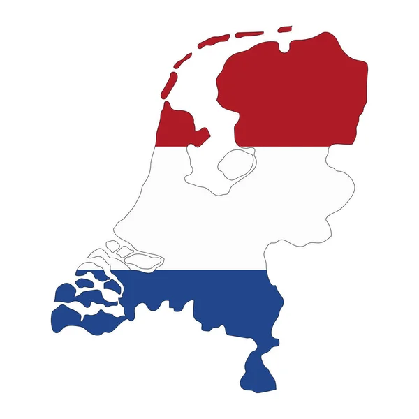 Paesi Bassi Silhouette Mappa Con Bandiera Isolata Sfondo Bianco — Vettoriale Stock