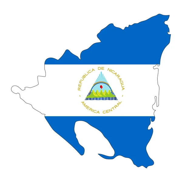 Nicaragua Mapa Silueta Con Bandera Aislada Sobre Fondo Blanco — Archivo Imágenes Vectoriales