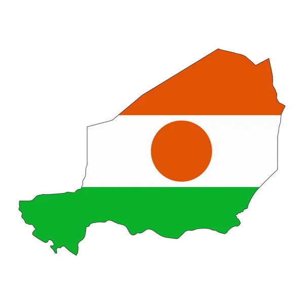 Niger Mapa Silueta Vlajkou Izolované Bílém Pozadí — Stockový vektor