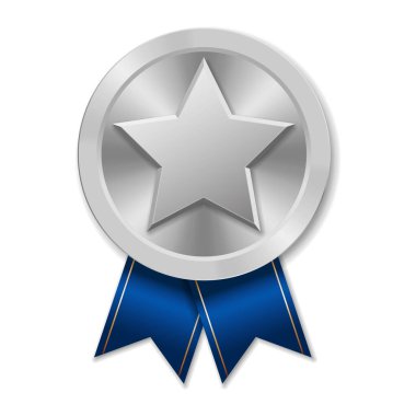 Geometrik şekillerden yıldız illüstrasyonuyla gümüş madalya