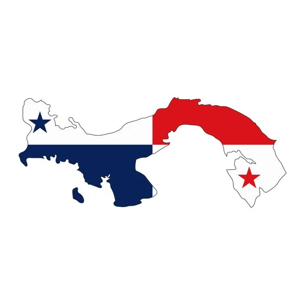 Panamá Mapa Silhueta Com Bandeira Isolada Sobre Fundo Branco — Vetor de Stock