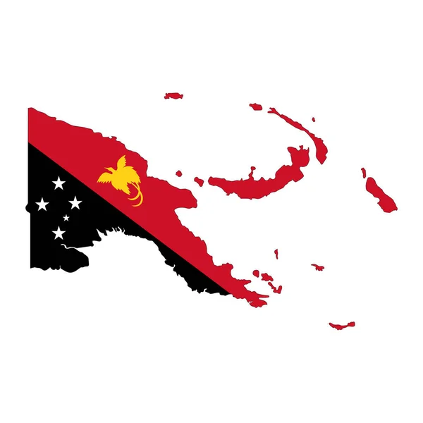 Papua Nová Guinea Mapa Silueta Vlajkou Izolované Bílém Pozadí — Stockový vektor