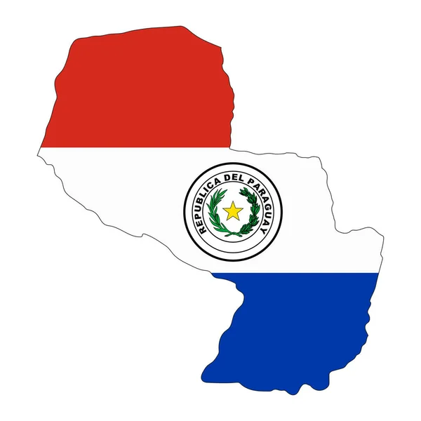 Paraguay Karta Siluett Med Flagga Isolerad Vit Bakgrund — Stock vektor