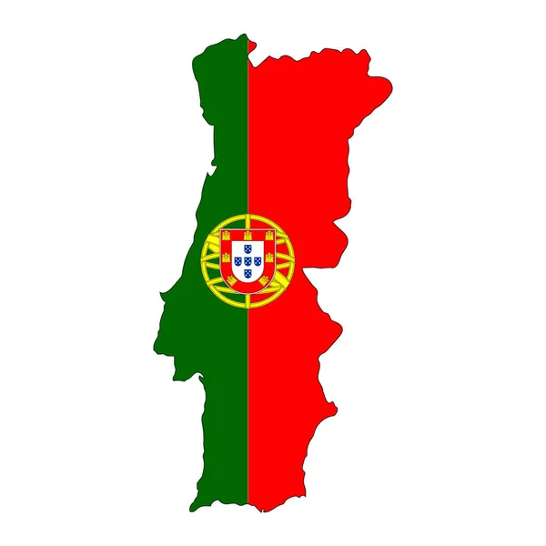 Portugal Map Silhouette Flag Isolated White Background — Stock Vector