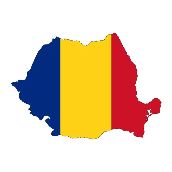 Roménia Mapa Silhueta Com Bandeira Isolada Sobre Fundo Branco —  Vetores de Stock