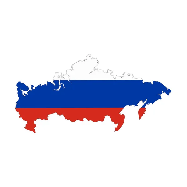 俄罗斯联邦地图轮廓 国旗在白色背景上孤立 — 图库矢量图片
