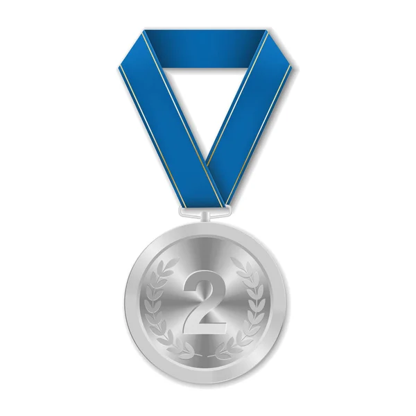 Срібна Медаль Номером Ілюстрація Геометричних Фігур — стоковий вектор