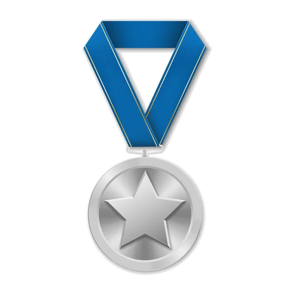 Срібна Медаль Зіркою Ілюстрація Геометричних Фігур — стоковий вектор