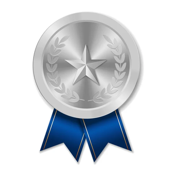 Medalla Plata Con Estrella Ilustración Formas Geométricas — Vector de stock
