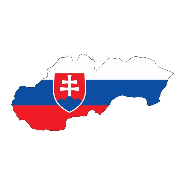 斯洛伐克地图轮廓 国旗在白色背景上孤立 — 图库矢量图片