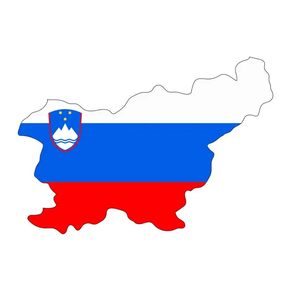 Słowenia Mapa Sylwetka Flagą Izolowane Białym Tle — Wektor stockowy