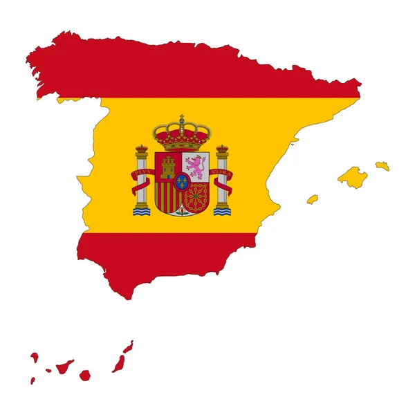 Mapa España Silueta Con Bandera Aislada Sobre Fondo Blanco — Vector de stock