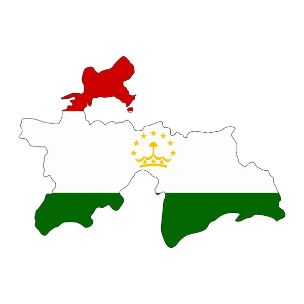 Tadjikistan Carte Silhouette Avec Drapeau Isolé Sur Fond Blanc — Image vectorielle