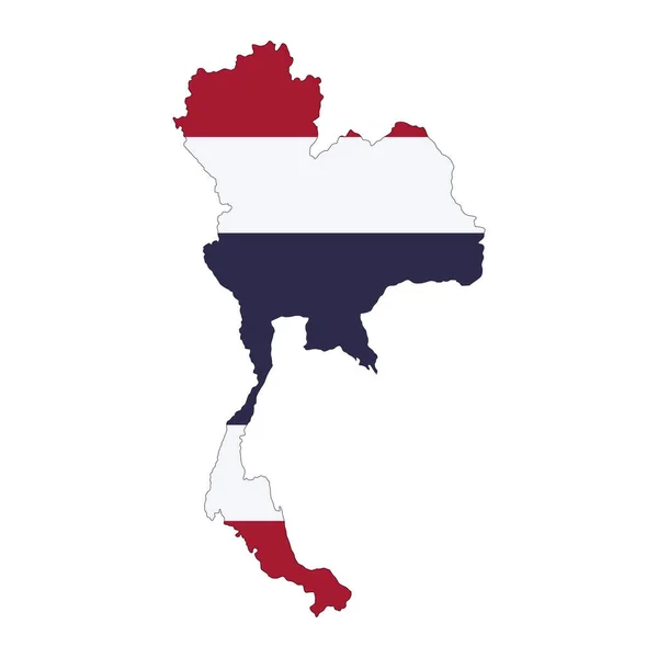 タイ地図シルエット 白を背景に孤立した旗 — ストックベクタ