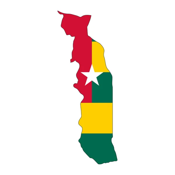 Togo Térkép Sziluett Zászló Elszigetelt Fehér Háttér — Stock Vector