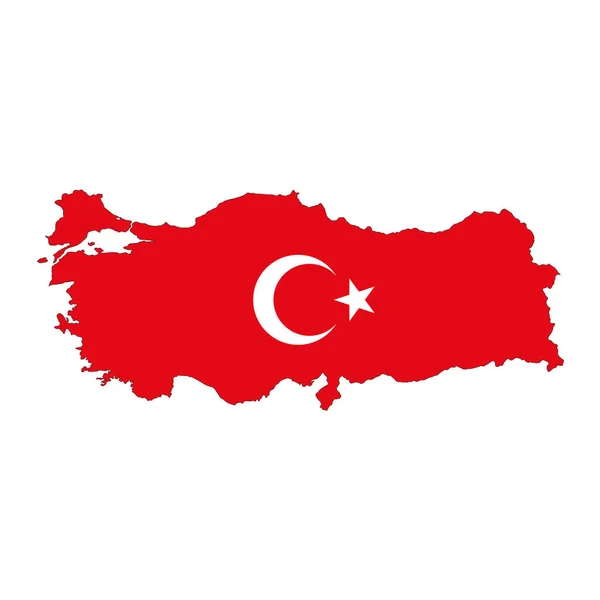 Beyaz Zemin Üzerinde Bayrak Bulunan Türkiye Haritası Silueti — Stok Vektör