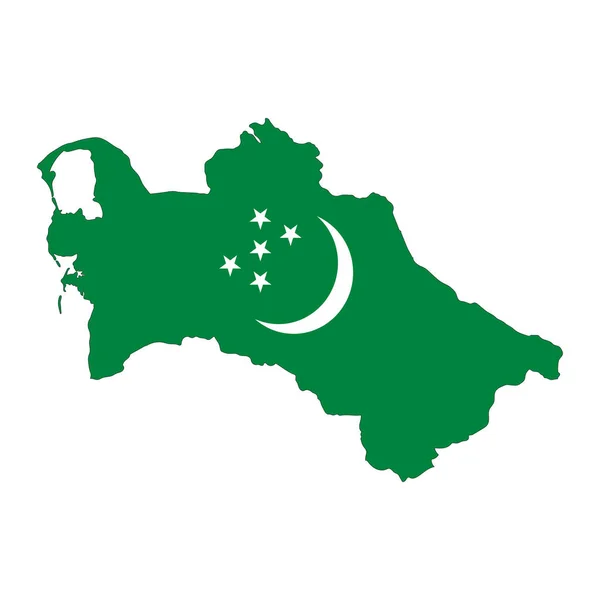 Beyaz Zemin Üzerinde Bayrak Bulunan Türkmenistan Haritası Silueti — Stok Vektör